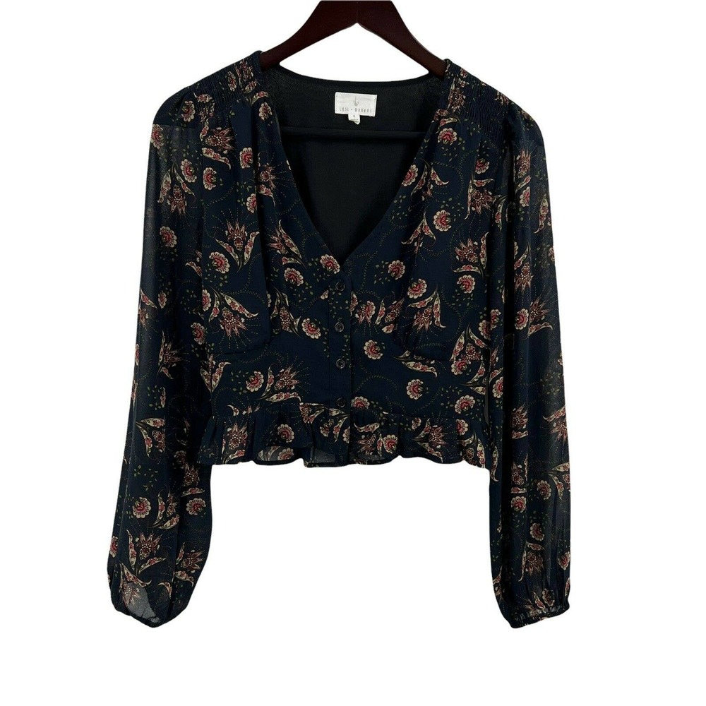 Lost + Wander‎ Blue Floral Crop Size Small